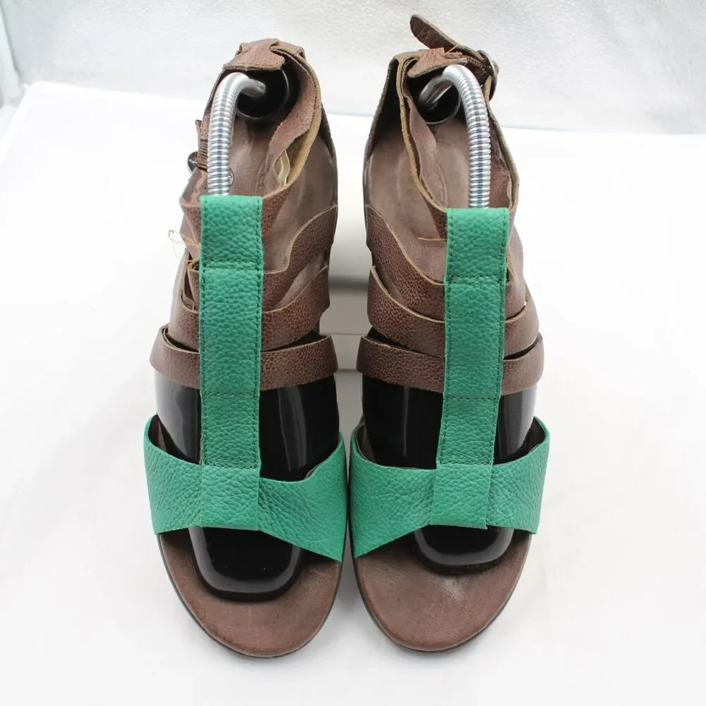 KEEN Victoria Women 11 Strappy Comfort Ortho Cushion Wedge Sandals Brown Green